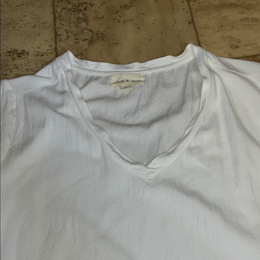 Cloth & Stone White Relaxed Ruffled Tee - Picture 3 of 9